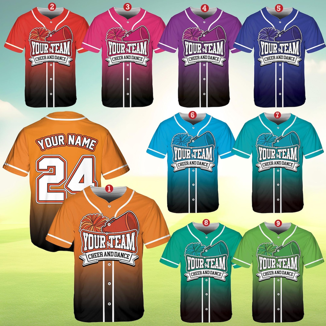 Cheerleading Baseball Jersey, Custom Team Name and Number Baseball ...