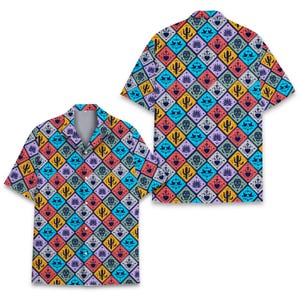 Sugar Skull Hawaiian Shirt for Men Women Youth, Colorful Cactus Agave Folk Art Aloha Shirt, Day of the Dead Fiesta Button Up Shirt