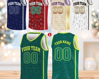 Customized Christmas Basketball Jersey Team Name & Number, Christmas Basketball Jersey, Customized Jersey for Basketball Fan Lovers Players