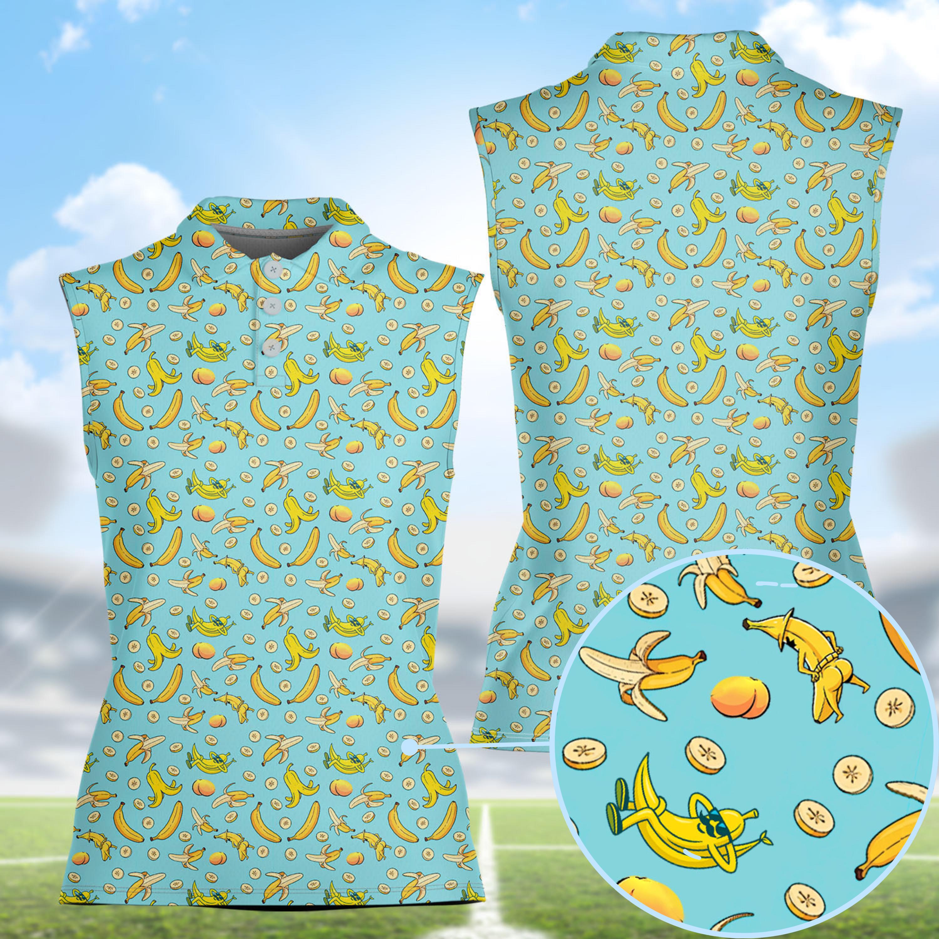Funny Banana Print Polo Shirt – Tropical Fruit Pattern Summer Golf