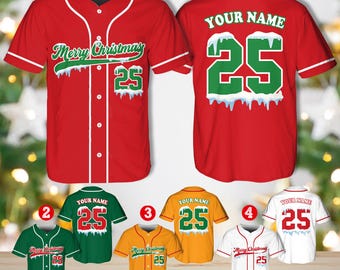 Kersttrui gepersonaliseerde jersey Merry Christmas-shirt honkbal kerst familie kerstshirt aangepast honkbalshirt vakantie jersey