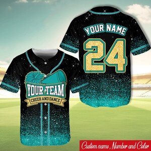 Glitter Cheerleading Baseball Jersey, Custom Team Name And Number Baseball Jersey, Personalized T-shirt, Uniform For Baseball Fans, Outfit