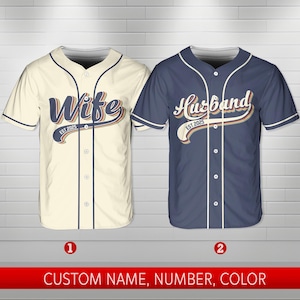 Personalized Wife Husband Baseball Jersey, Custom Matching Couple Jersey, Baseball Jersey For Anniversary, Wedding, Valentine, Christmas