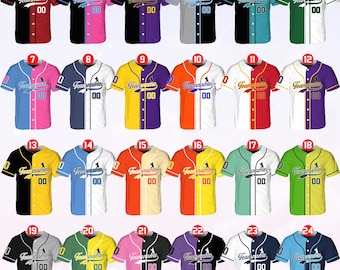 Custom Baseball Jersey, Personalized Team Name & Number, Colorful Split Design, Softball Uniform, Sports Gift, Custom Name Jersey