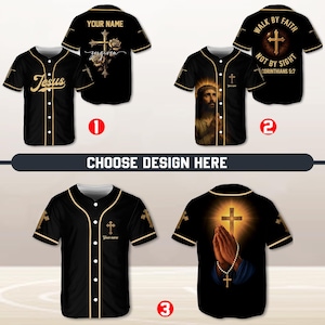 Custom Name Baseball Shirt, Personalized Jesus Baseball Jersey, Religious Cross Jersey, Christian Apparel, Faith Over Fear, Jesus Shirts