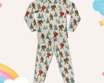 Big Foot Weihnachtspyjamas - Lustige Weihnachts Big Foot PJs, Familie Passendes Weihnachtspyjama-Set, Feiertags-Nachtwäsche, Gemütliches Winter Loungewear-Outfit