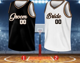 Custom Groom & Bride Basketball Jersey, Personalized Matching Couple Jersey, Basketball Jersey For Wedding Party, Wedding Gifts