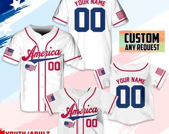 Camiseta de béisbol del Día de la Independencia de Estados Unidos, camiseta del 4 de julio, camiseta personalizada de EE. UU., ropa deportiva patriótica, camisetas del Día de los Caídos, bandera estadounidense