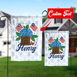 Custom American Flag Garden Banner, Watercolor Flag, Chinoiserie Garden Flag, Grandmillennial Flag, Patriotic Gift, Independence Day Flag