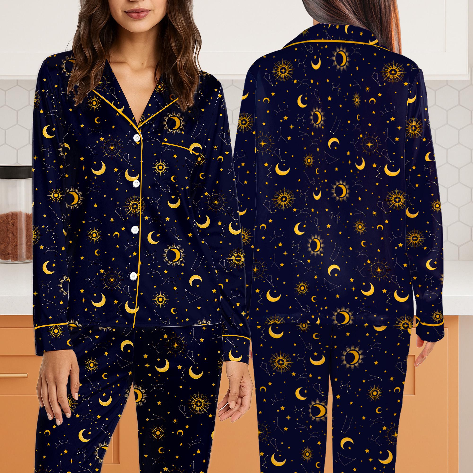 Moon Pyjamas Moon Star Pajamas Celestial Pajama Set Sun Moon Pjs Womens Pjs Set ...