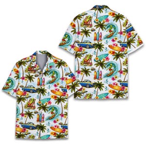 Space Alien Surf Hawaiian Shirt Men Women Youth, Funny Beach Shirt, UFO Tropical Summer Aloha Shirt, Summer Vacation Outfit
