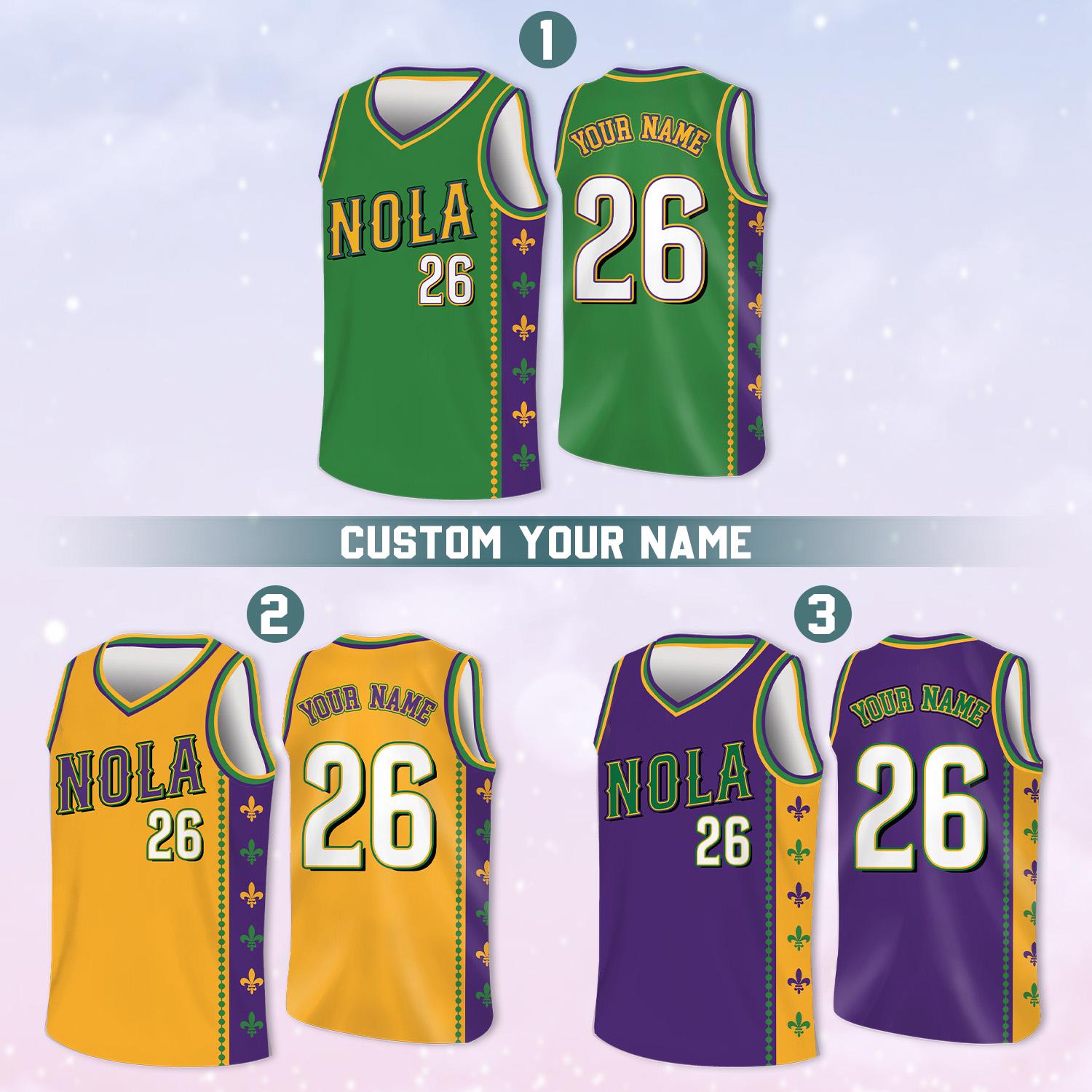 Nola Basketball Jersey Mardi Gras Jersey Custom Basketball Custom