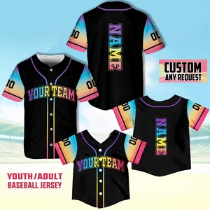 Customizable Baseball Jersey, Personalized Team Shirt, Youth and Adult Sports Jersey, Gradient Custom Shirt, Vibrant Baseball Apparel
