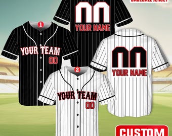 Gepersonaliseerde teamnaam en nummer honkbaltrui, aangepaste honkbaltrui, honkbaltrui uniform voor honkbalfans honkballiefhebbers, strepen