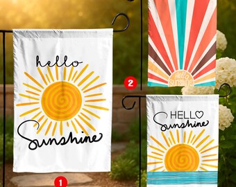 Hello Sunshine Garden Flag, Summer Porch Yard Decor, Colorful Welcome Flag for Outdoor & Patio, Garden Flag, Spring Summer Flag
