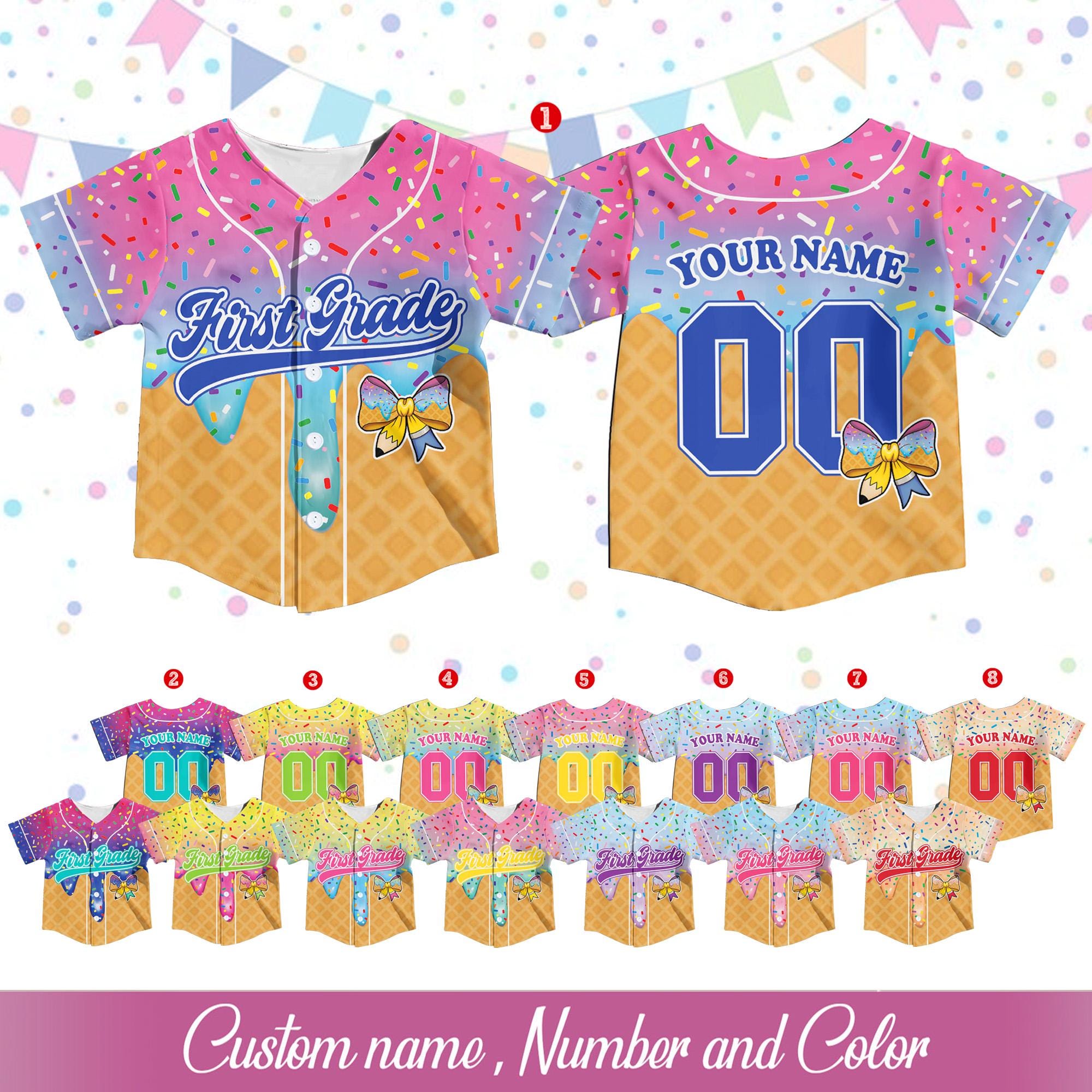 First Day of School Custom Jersey Baseball Shirt Drip Back to