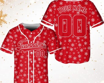 Personalisierte Weihnachten Baseball Jersey, benutzerdefinierte Name Baseball Jersey, Weihnachtsmann, Lebkuchen-Shirt, Schneemänner Jersey, Jersey für Party