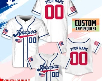 Camiseta de béisbol del Día de la Independencia de Estados Unidos, camiseta del 4 de julio, camiseta personalizada de EE. UU., ropa deportiva patriótica, camisetas del Día de los Caídos, bandera estadounidense