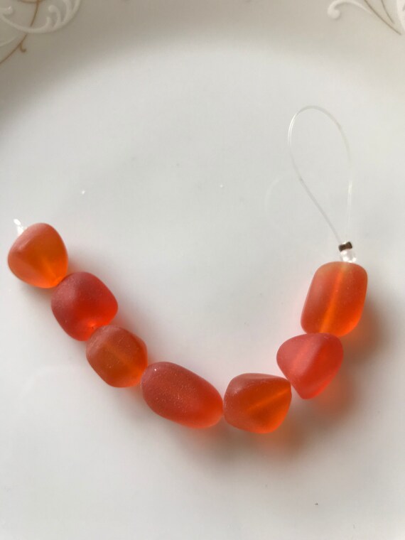 7 Sea Glass Beads Loose Sea Glass Beads Beading Etsy