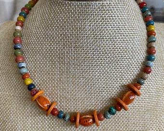 Choker necklace ceramic necklace 16 inch choker necklace handmade jewelry