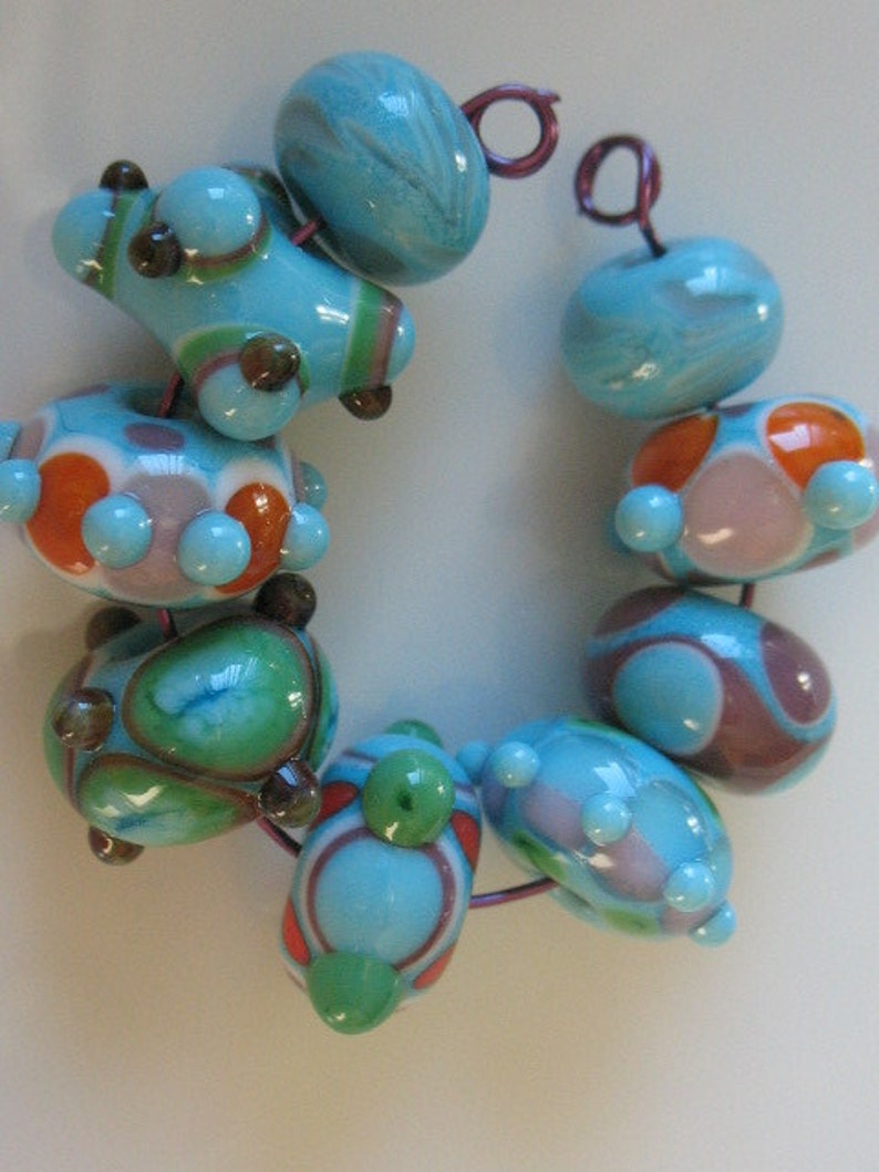 Lampwork beadsHandmade glass beads-lampwork beads-loose beads-set of nine lampwork beads-SRA