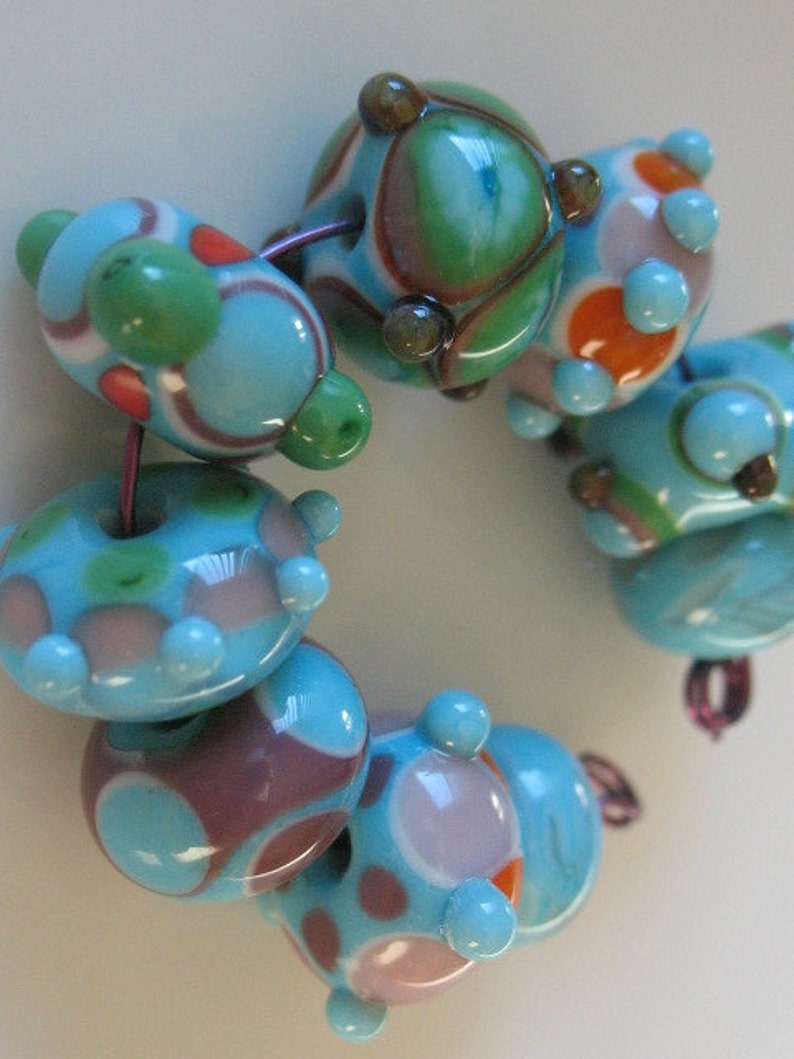 Lampwork beadsHandmade glass beads-lampwork beads-loose beads-set of nine lampwork beads-SRA