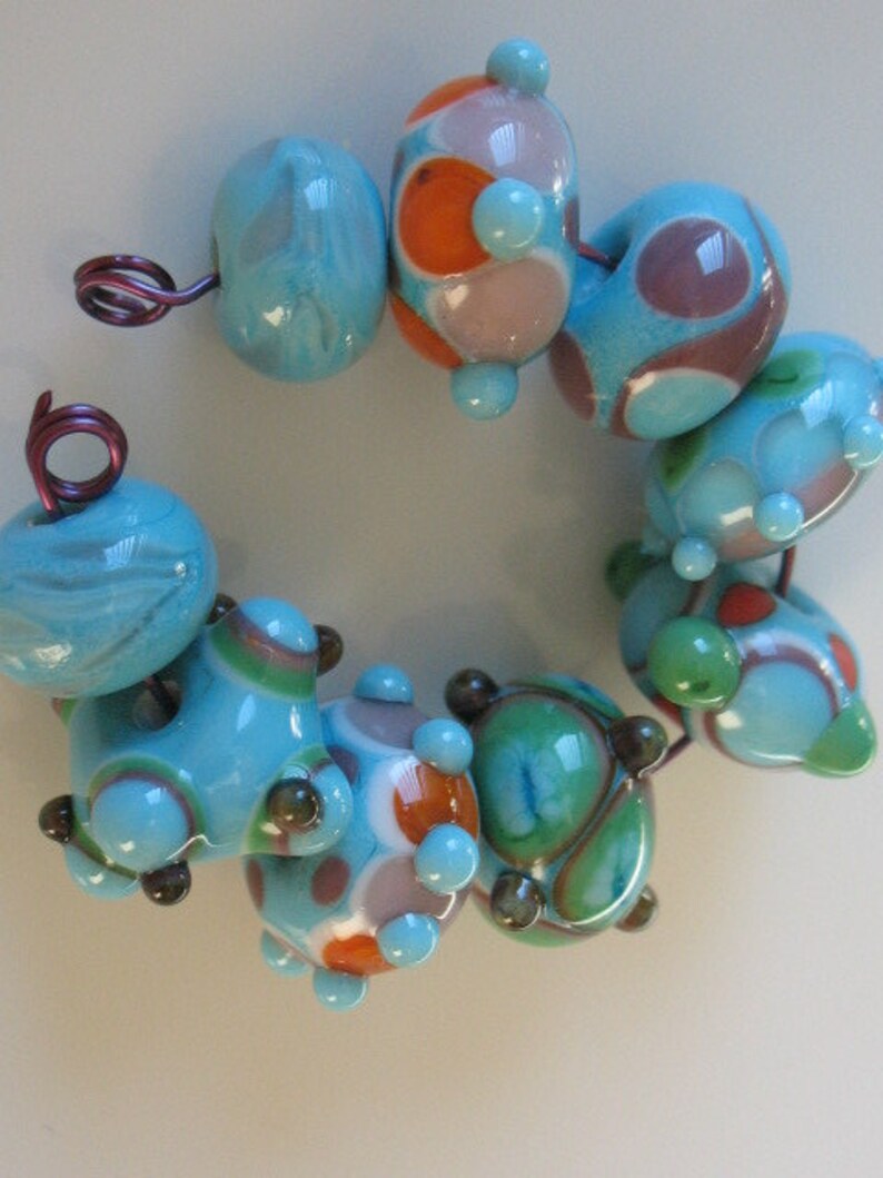 Lampwork beadsHandmade glass beads-lampwork beads-loose beads-set of nine lampwork beads-SRA