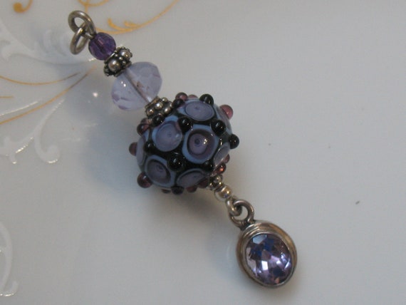 SRA Made To Order Amethyst  Etched  Glass Beads British Lampwork