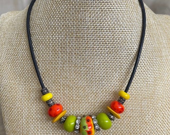 Choker necklace lampwork bead necklace 16 inch necklace handmade necklace