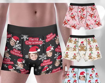 Personalized Christmas Face Boxers: Custom Photo Underwear, Picture Boxer