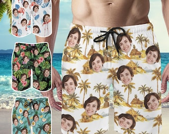 Zwembroek met gepersonaliseerd gezicht: strandshorts met aangepaste foto, zwemkleding voor heren