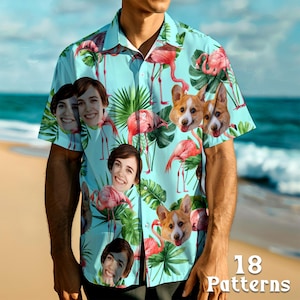 Custom Hawaiian Shirt with Face, Personalized Dog Face Shirt, Custom Hawaiian Shirt with Logo Text, Wedding Bachelor Party Gift for Him