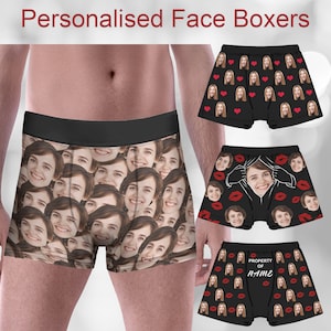 Custom Face Boxers for Husband,Personalized Face Underwear,Boxers with Face,Custom Boxer Briefs with Picture,Funny Photo Underwear for Men