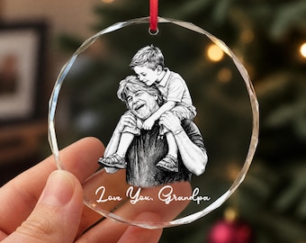 Ornement en verre personnalisé avec photo, cadeau de Noël à partir de votre photo préférée, cadeau souvenir