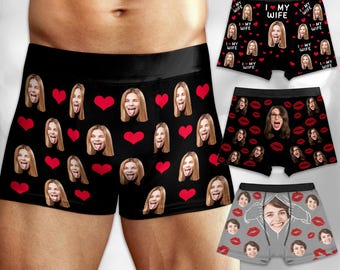 Personalized Face Boxers, Custom Photo Underwear for Him, Husband Boyfriend Anniversary Gift