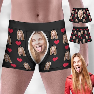 Boxers personnalisés pour hommes, sous-vêtements personnalisés avec photo, boxers rigolos avec photo, cadeaux pour mari/petit ami, cadeau d'anniversaire
