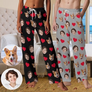 Custom Face Pajama Pants,Personalized Pajama with Face,Custom Photo Pajamas for Women Men,Pet Face Pajamas,Dog Pajama Pants with Photo