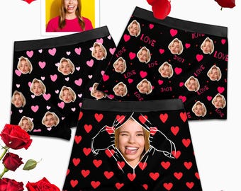 Calzoncillos bóxer personalizados, calzoncillos bóxer con cara personalizada para él, ropa interior masculina, regalo de aniversario para novio/esposo, regalo de Navidad
