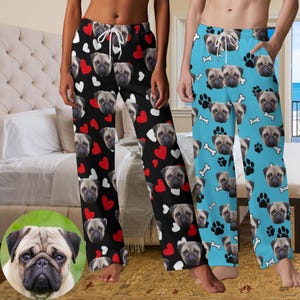Custom Pet Face Pajamas Pants,Personalized Pajamas with Dog Face,Dog Pajama Pants,Custom Photo Pajama Pants for Women Men,Face Pajama Pants