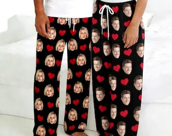 Custom Face Pajama Pants, Personalized Photo Pajamas Bottom Gift for Husband