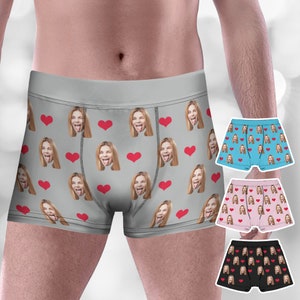 Cuecas boxer personalizadas com rosto, roupa íntima personalizada com foto, presente de casamento personalizado para noivo, presentes para ele/pai/namorado/marido