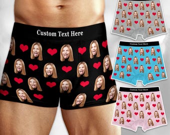 Personalized Face Boxers, Custom Photo Underwear for Men, Anniversary Gift for Boyfriend Husband
