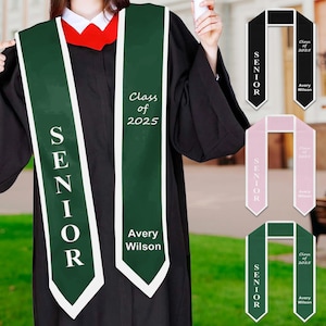 Personalized Graduation Stole,Custom Graduation Sash,Custom Logo Text Graduation Stole,Class of 2025 Grad Stole with Your Design Grad Gift