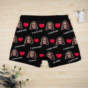 Cuecas boxer personalizadas para homens, cuecas personalizadas com foto, cuecas boxer engraçadas com rosto, presentes para marido/namorado, presente de casamento