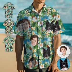 Custom Hawaiian Shirt with Face,Personalised Photo Hawaiian Shirt,Custom Dog Face Shirt,Summer Party Shirt,Gift for Husband/Boyfriend/Him
