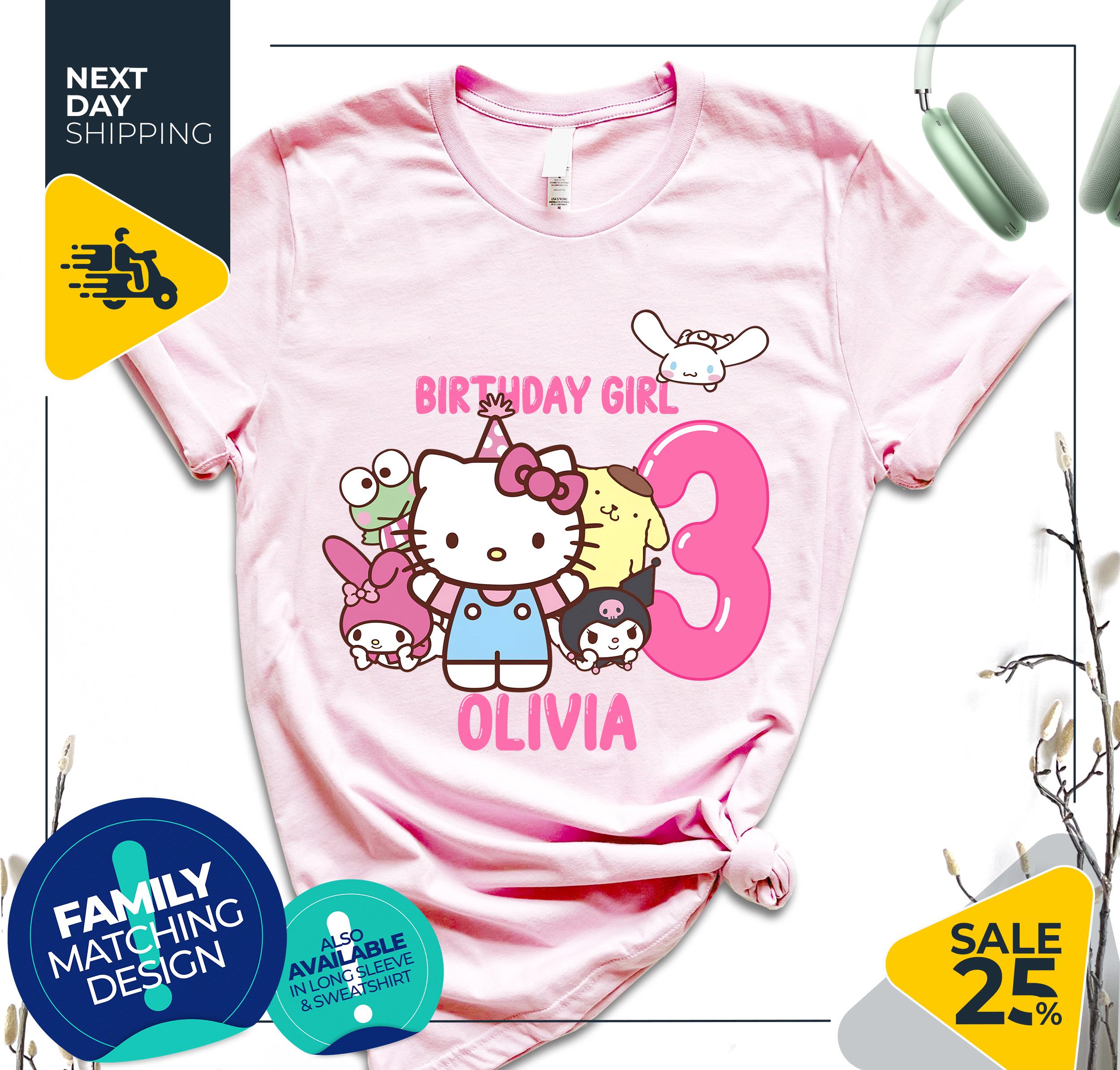 Kawaii Birthday Girl T-Shirt | Kawaii Cat Birthday Theme Party Shirt | Birthday Girl Family Shirts | Birthday Kitty T-Shirt | All sizes