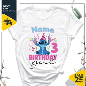 Personalized Birthday Shirt | Custom Disney Stitch Birthday Shirt | Birthday Girl Shirt | Birthday Family Shirts