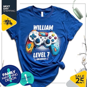 Custom Birthday Shirt | Birthday Unlocked Shirt | Boy Gamer T-Shirt | Kids Birthday Party | Level up birthday | Custom Shirt