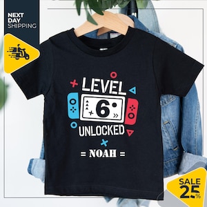 Custom Birthday Shirt | Level 7 Unlocked Shirt | Boy Gamer T-Shirt | Kids Birthday Party | level up birthday | 7 birthday t shirt