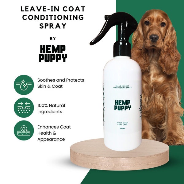 Leave-In Coat Conditioning Shine Detangling Dog Hemp Seed Oil Spray 250ml by Hemp Puppy